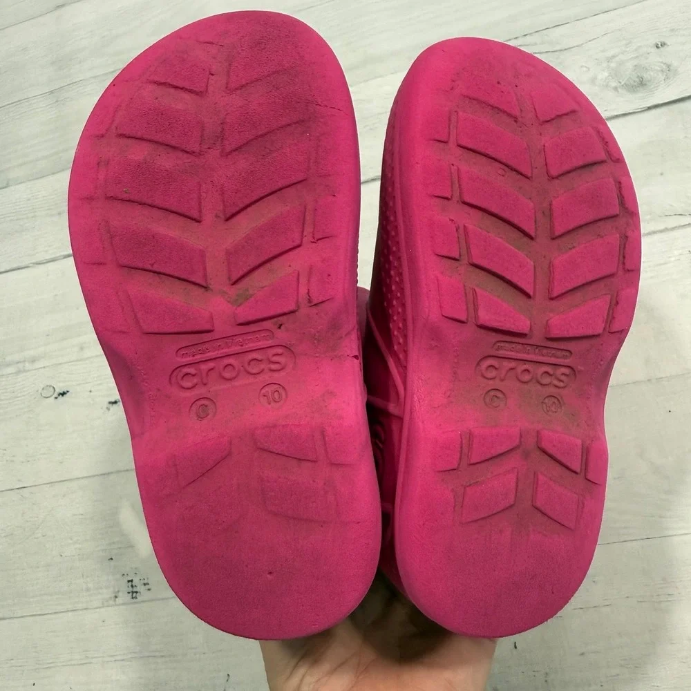 Crocs kids pink rain boots child size 10